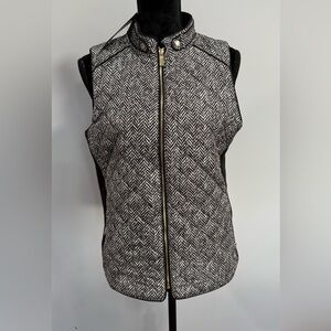 Jones NewYork Zip Front Quilted Vest - Black & White